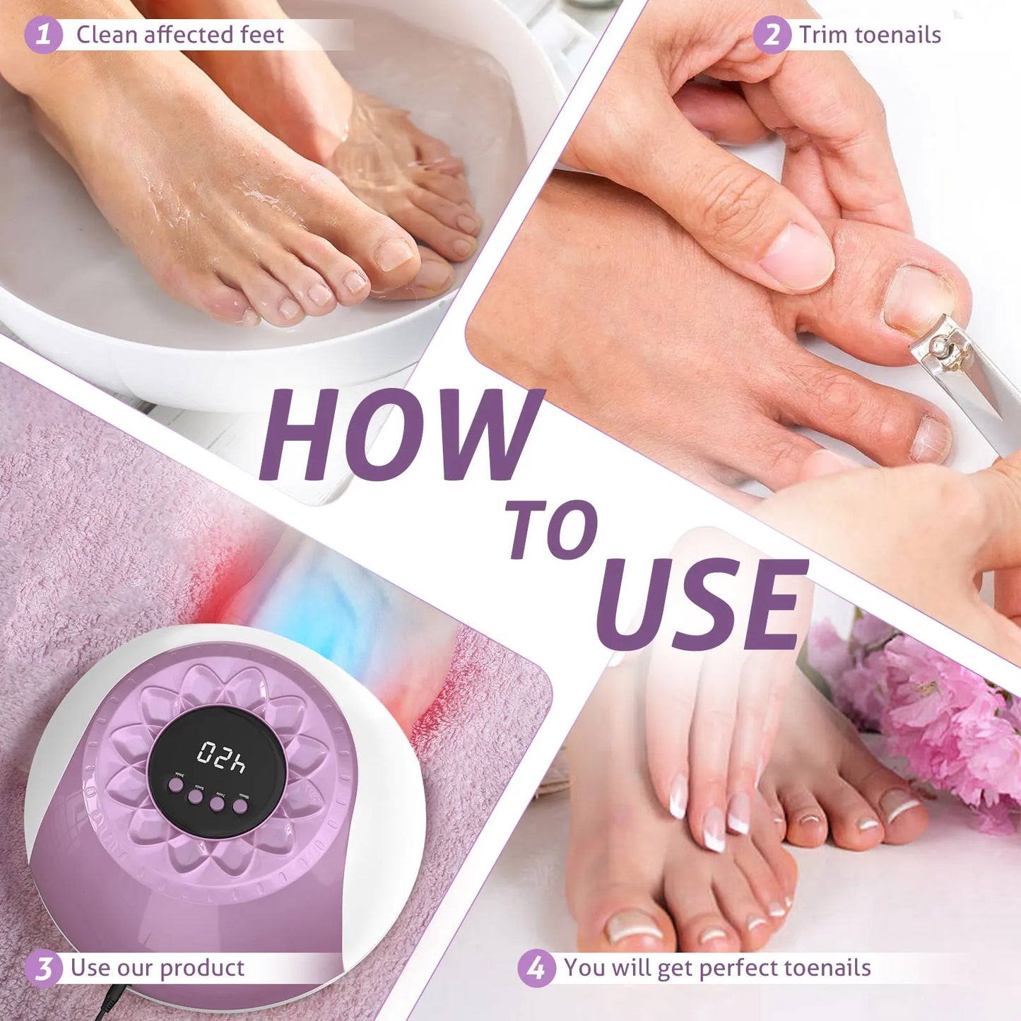 20W Nail Fungus Laser Therapy Device Intelligent Sensor&Digital Display 42pcs*650nm+15pcs*470nm Nail Fungus Remover Nail Care