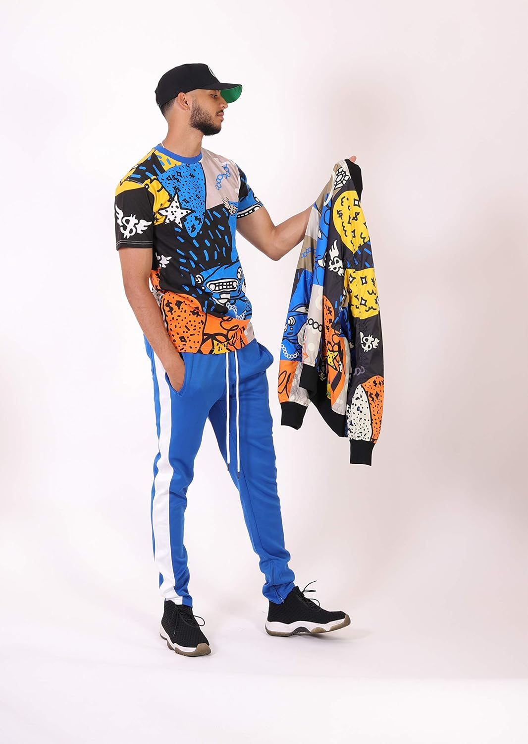 Mens Hipster Hip-Hop Urban Modern Tees - NYC Street Fashion Streetwear Stylish Longline Print T-Shirt