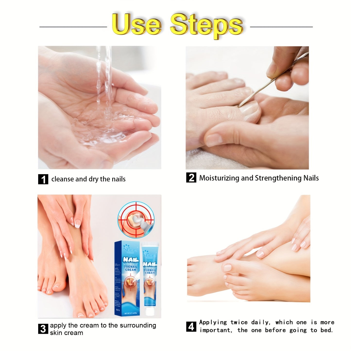 Vitamin C Enriched Nail Renewal Cream for Strengthening and Hardening Nail Bed - Pedicure Cream for Healthy Nails and Toenails