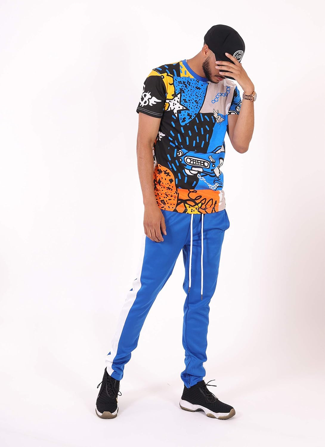 Mens Hipster Hip-Hop Urban Modern Tees - NYC Street Fashion Streetwear Stylish Longline Print T-Shirt