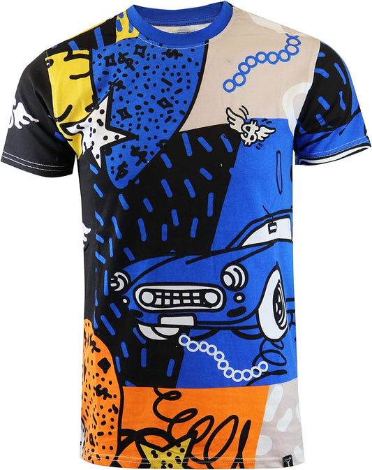 Mens Hipster Hip-Hop Urban Modern Tees - NYC Street Fashion Streetwear Stylish Longline Print T-Shirt