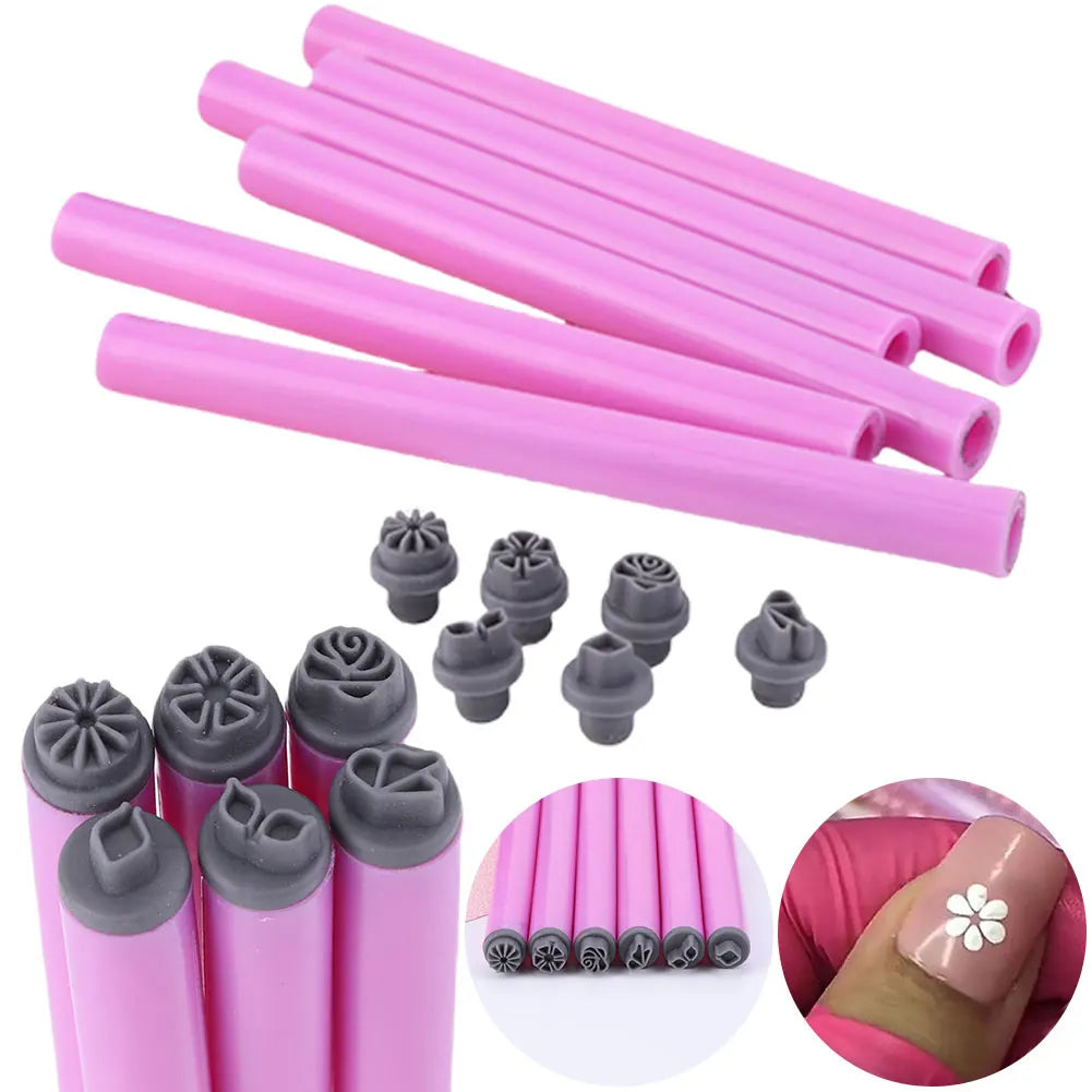 6PCS Professional Nail Art Dotting Brush Nail Art Stamp Pen Set Flower Painting Drawing Manicure Tools Nail Graffiti Pen