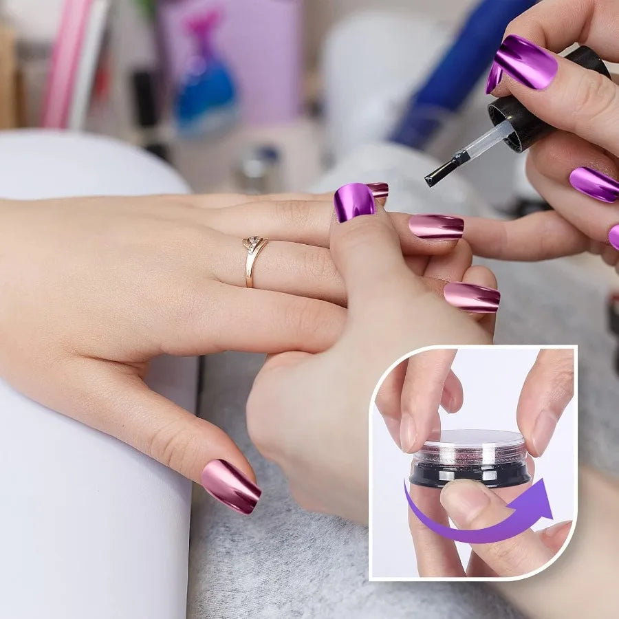 16 Jars Chrome Nail Powder Nail Art Fimo Striping Tape Lines Dration Metallic Mirror Effect Holographic Aurora Chameleon Pigmen