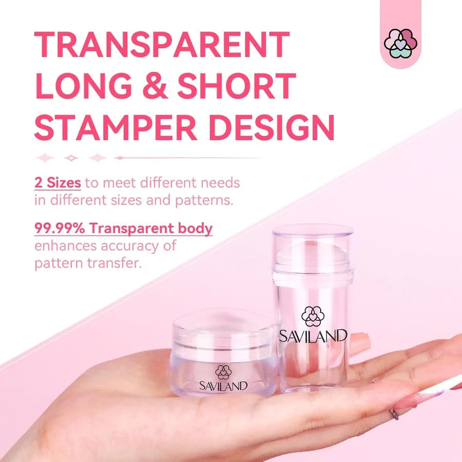 French Tip Nail Stamp 4PCS Nail Art Stamper Kit Clear Silicone Nails Stamping Long Short Jelly Stamper with Scrapers Nails Stam