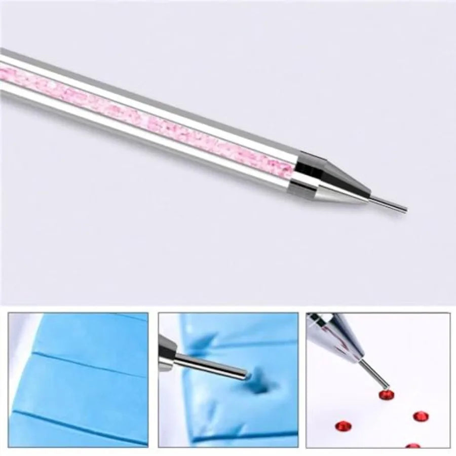 Rhinestone Picker Dotting Pen Nail Dotting Tool Double  Wax Pen Rhinestone Pickup Tool for DIY Nail Art