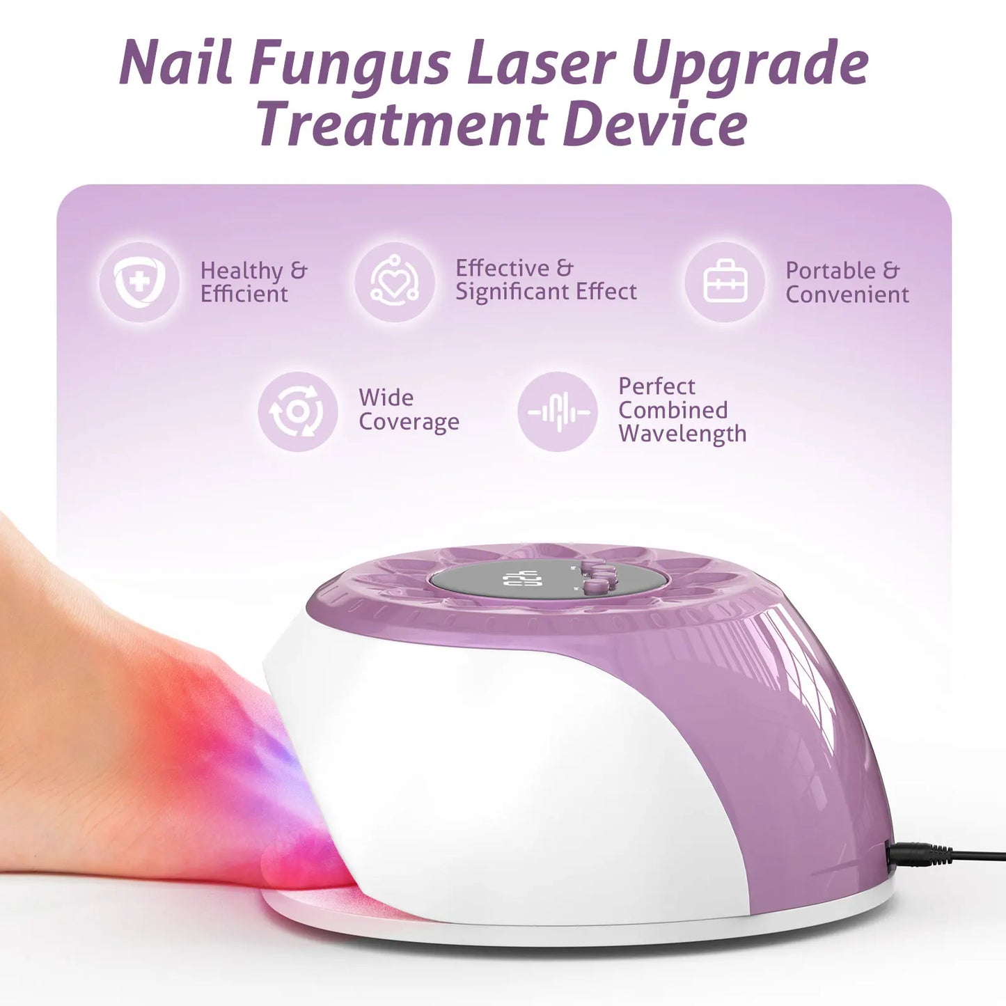 20W Nail Fungus Laser Therapy Device Intelligent Sensor&Digital Display 42pcs*650nm+15pcs*470nm Nail Fungus Remover Nail Care