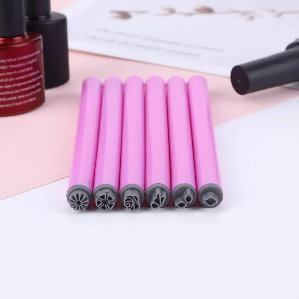 6PCS Professional Nail Art Dotting Brush Nail Art Stamp Pen Set Flower Painting Drawing Manicure Tools Nail Graffiti Pen