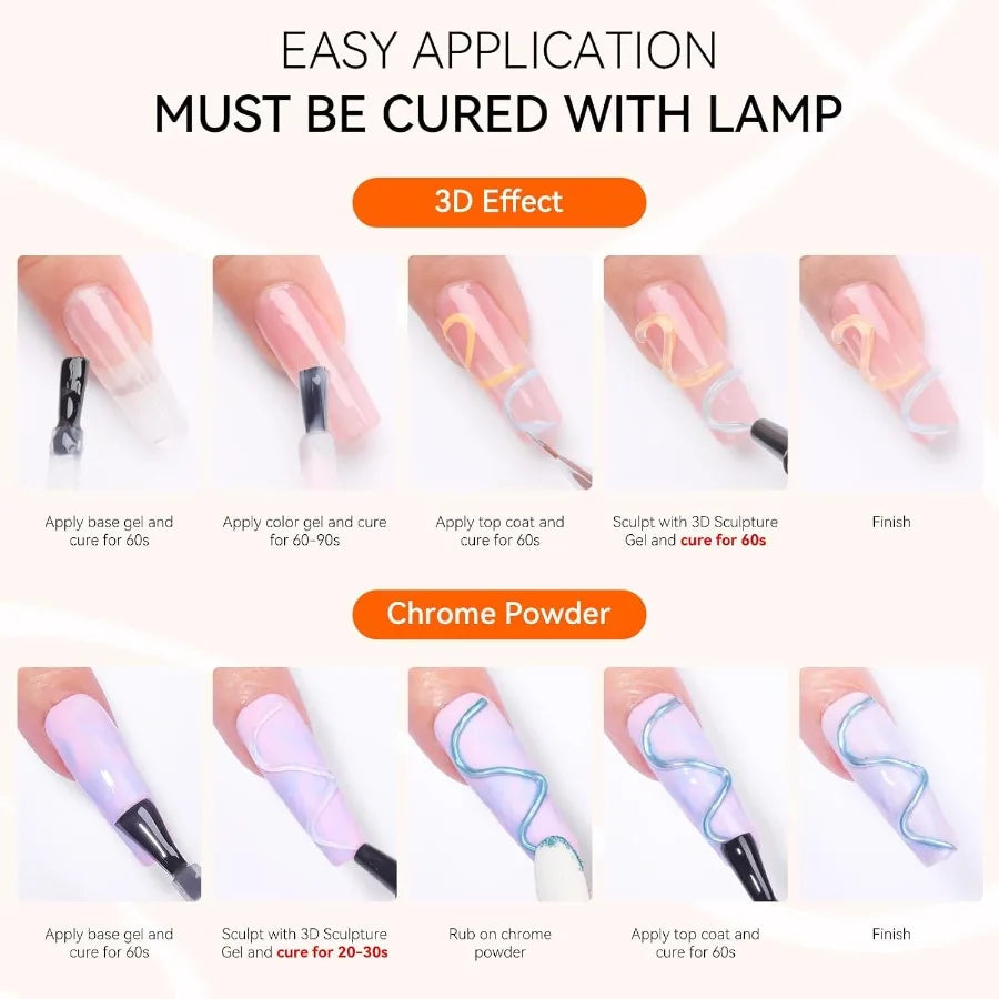 3D Nail Gel Nail Art Sculpting Gel Nail Glue 15g No Wipe Clear Gel Polish for Nail Designs DIY Nail Art for Drawing Molding Scu