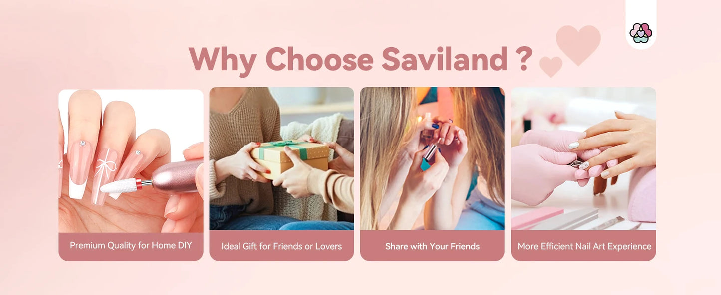 SAVILAND Acrylic Electric Nail Drill Machine Portable Efile Nail Drill Machine Complete Drill Bits for Remove Nails Manicure