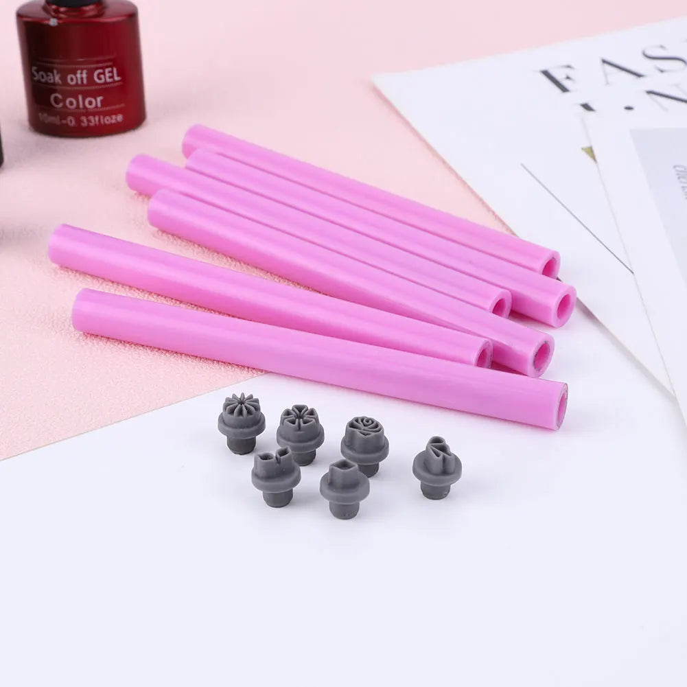 6PCS Professional Nail Art Dotting Brush Nail Art Stamp Pen Set Flower Painting Drawing Manicure Tools Nail Graffiti Pen